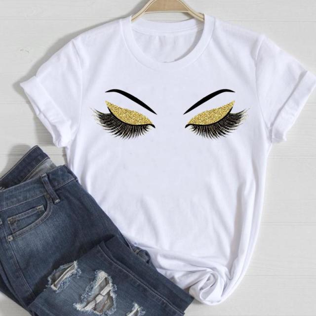 T-shirts Women Make Up Crown Fashion 90s Trend 2021 Spring Summer Clothes Graphic Tshirt Top Lady Print Female Tee T-Shirt