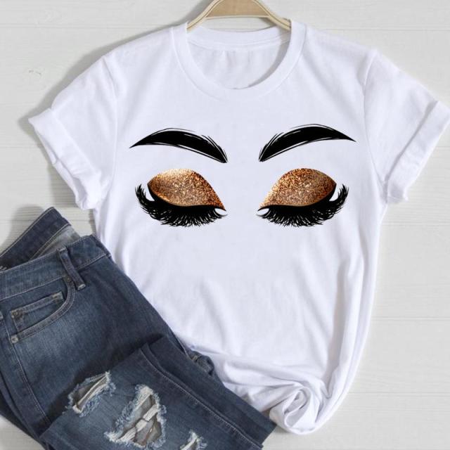 T-shirts Women Make Up Crown Fashion 90s Trend 2021 Spring Summer Clothes Graphic Tshirt Top Lady Print Female Tee T-Shirt
