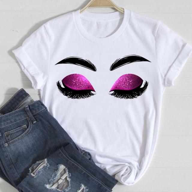 T-shirts Women Make Up Crown Fashion 90s Trend 2021 Spring Summer Clothes Graphic Tshirt Top Lady Print Female Tee T-Shirt