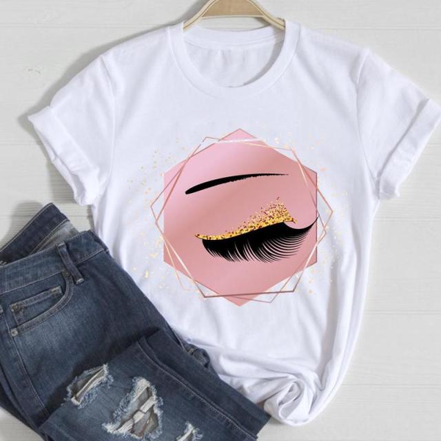 T-shirts Women Make Up Crown Fashion 90s Trend 2021 Spring Summer Clothes Graphic Tshirt Top Lady Print Female Tee T-Shirt