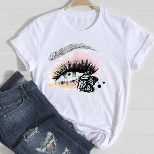 T-shirts Women Make Up Crown Fashion 90s Trend 2021 Spring Summer Clothes Graphic Tshirt Top Lady Print Female Tee T-Shirt