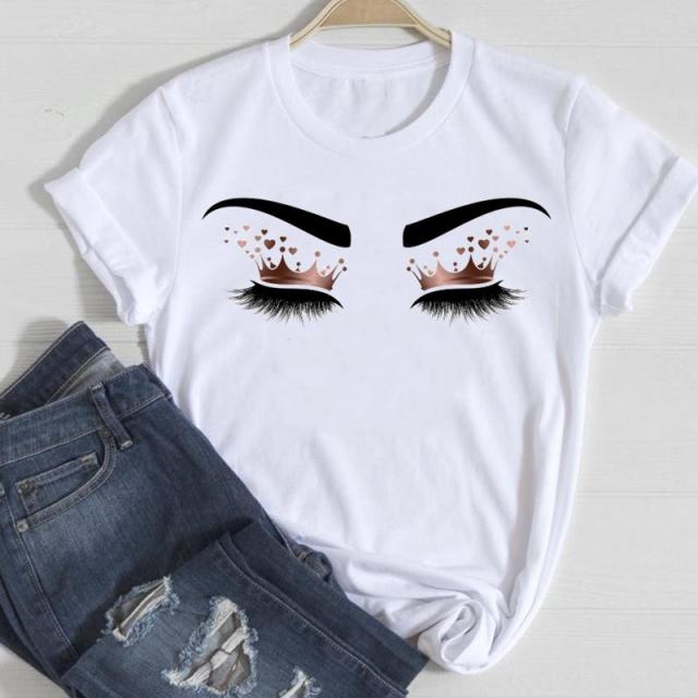 T-shirts Women Make Up Crown Fashion 90s Trend 2021 Spring Summer Clothes Graphic Tshirt Top Lady Print Female Tee T-Shirt
