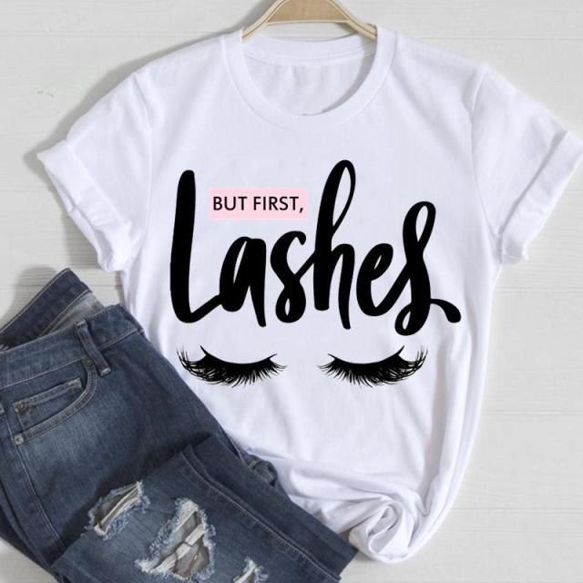 T-shirts Women Make Up Crown Fashion 90s Trend 2021 Spring Summer Clothes Graphic Tshirt Top Lady Print Female Tee T-Shirt