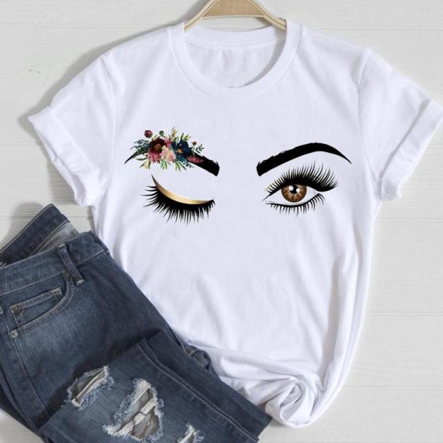 T-shirts Women Make Up Crown Fashion 90s Trend 2021 Spring Summer Clothes Graphic Tshirt Top Lady Print Female Tee T-Shirt