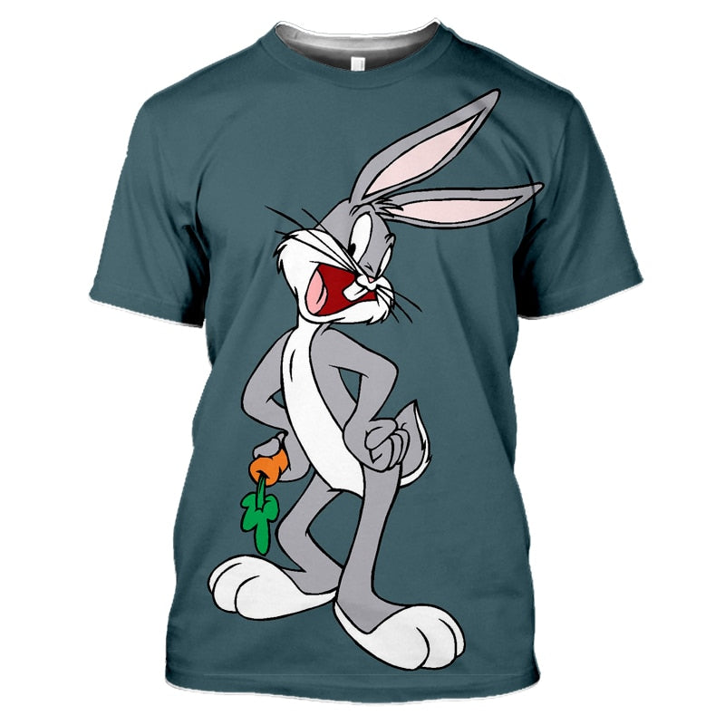2021 summer new men's O-neck short-sleeved T-shirt fashion 3D printing polyester large size animal cartoon children's shirt