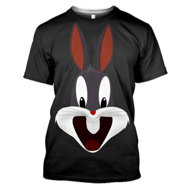 2021 summer new men's O-neck short-sleeved T-shirt fashion 3D printing polyester large size animal cartoon children's shirt