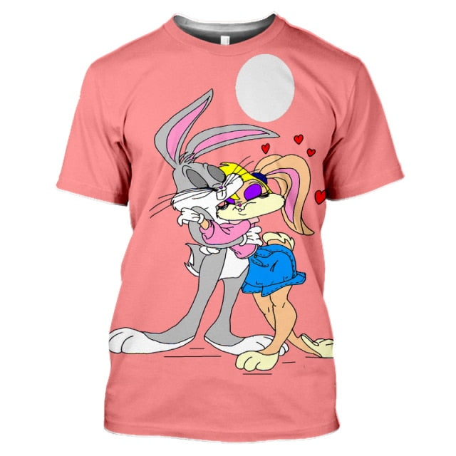 2021 summer new men's O-neck short-sleeved T-shirt fashion 3D printing polyester large size animal cartoon children's shirt