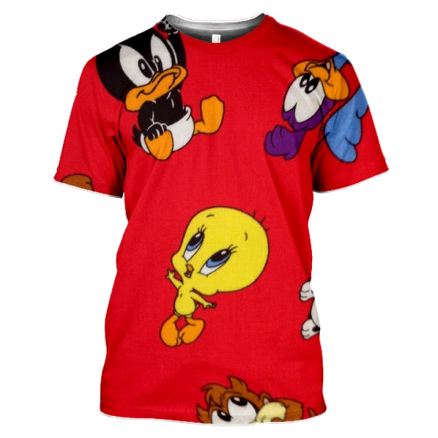 2021 summer new men's O-neck short-sleeved T-shirt fashion 3D printing polyester large size animal cartoon children's shirt