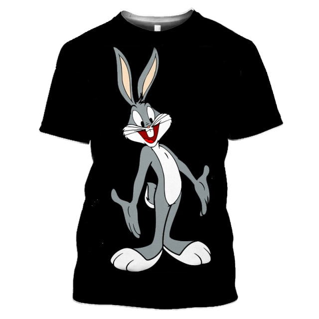 2021 summer new men's O-neck short-sleeved T-shirt fashion 3D printing polyester large size animal cartoon children's shirt