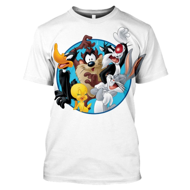 2021 summer new men's O-neck short-sleeved T-shirt fashion 3D printing polyester large size animal cartoon children's shirt