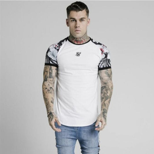 The Newest Men's Trendy Brand Sik Silk Printed Fashion Slim Short-Sleeved T-Shirt Trendy Tops In The Summer Of 2021