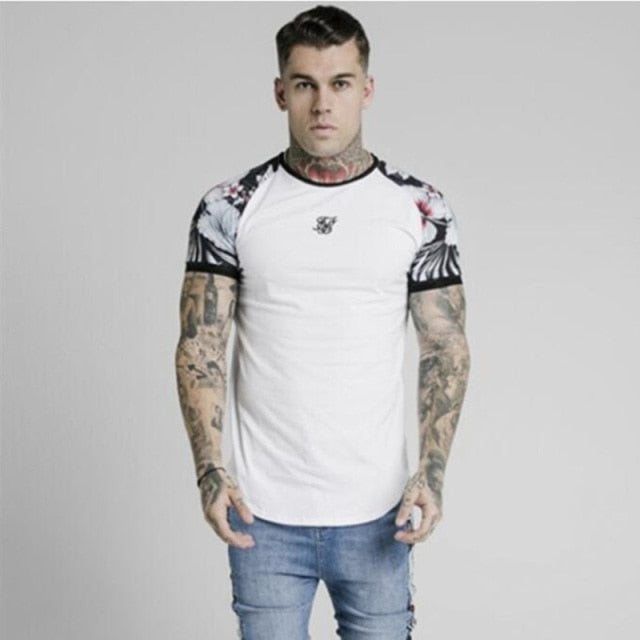 The Newest Men's Trendy Brand Sik Silk Printed Fashion Slim Short-Sleeved T-Shirt Trendy Tops In The Summer Of 2021