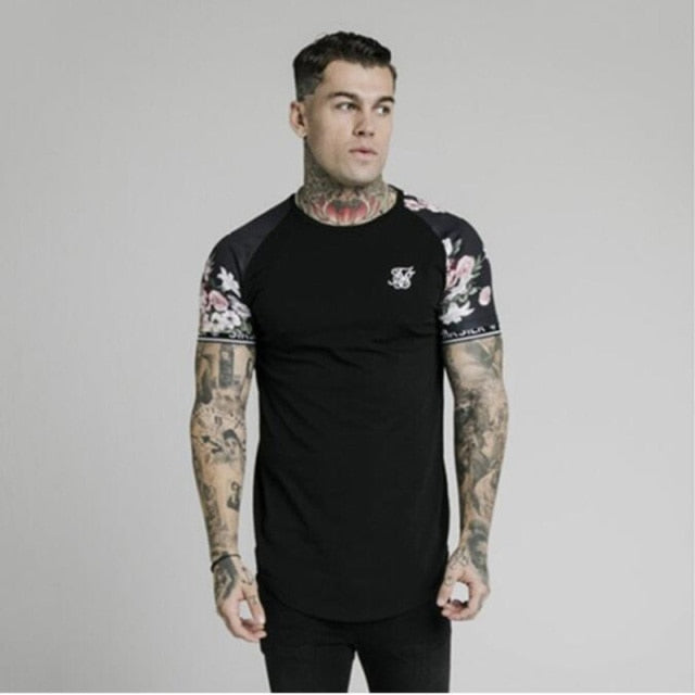 The Newest Men's Trendy Brand Sik Silk Printed Fashion Slim Short-Sleeved T-Shirt Trendy Tops In The Summer Of 2021