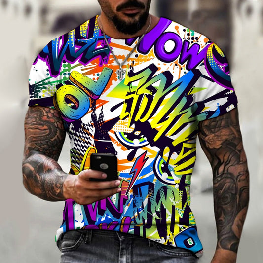 Popular 3D printing T-shirt 2021 New Funny Graffiti 3D printing T-shirt men's   fashion streetwear HarajukuO men's T-shirt