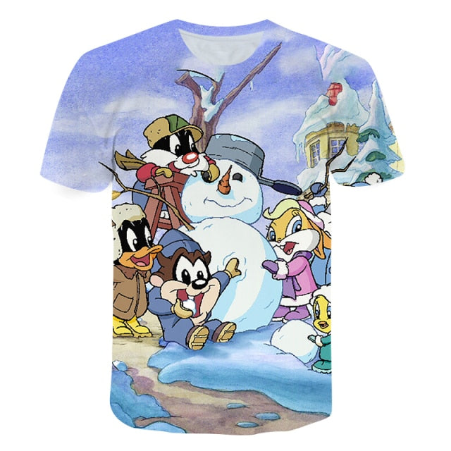 2021 Summer New Men's T-shirt Youth O-neck Shirt Clothes Tops 3D Anime Cartoon Rabbit Casual Short-Sleeved Round Neck Shirt