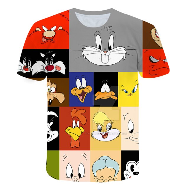 2021 Summer New Men's T-shirt Youth O-neck Shirt Clothes Tops 3D Anime Cartoon Rabbit Casual Short-Sleeved Round Neck Shirt