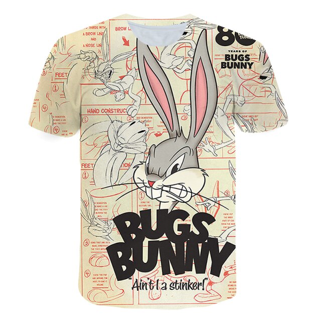 2021 Summer New Men's T-shirt Youth O-neck Shirt Clothes Tops 3D Anime Cartoon Rabbit Casual Short-Sleeved Round Neck Shirt