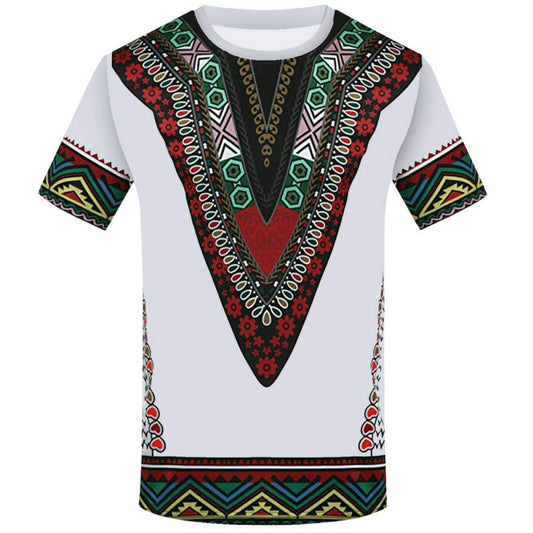 Men's Dashiki shirt 3D printing collar shirt African national costume T-shirt summer new style hot sale wholesale 2021