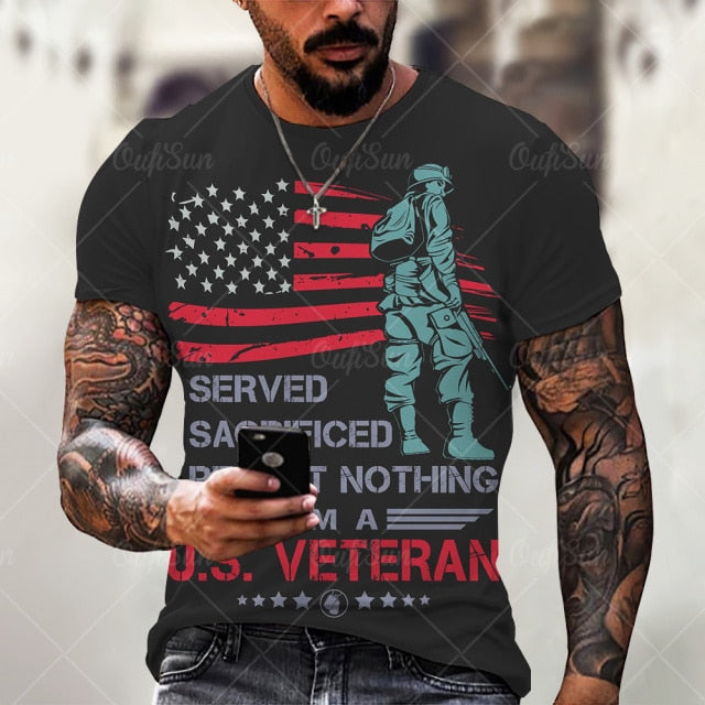 Summer3D Printing American Flag Fashion Handsome MenT-Shirt Casual Breathable Short Sleeve Oversized T-Shirt Fashion O-Neck Tops