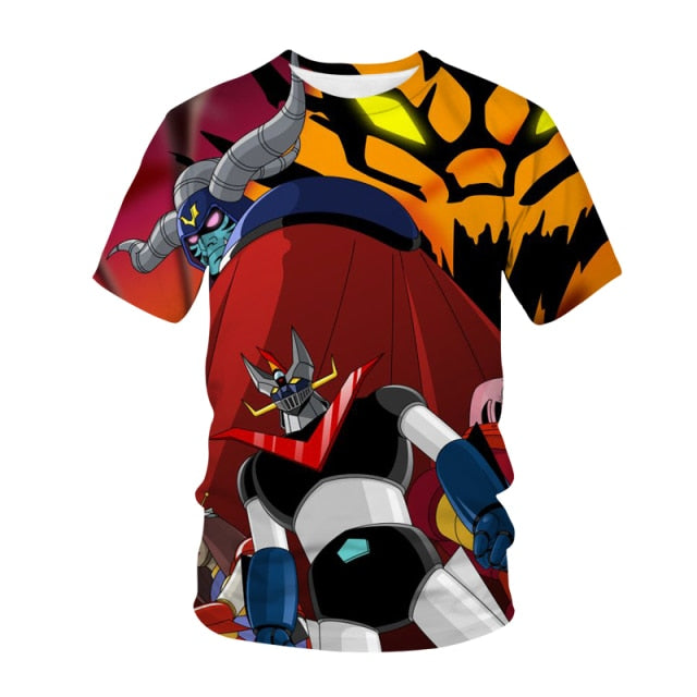 2021 mazinger z anime movie robot streetwear 3d print t-shirt men's fashion casual t-shirt kids boys girls t-shirts