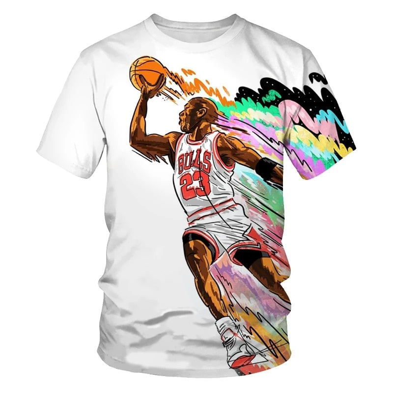 2021 summer T-shirt men's basketball star 3D printing fashion men's and women's T-shirt soft texture casual fashion men's clothi