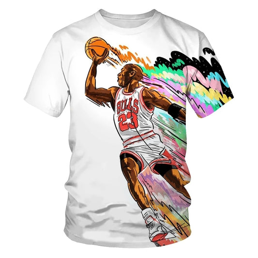 2021 summer T-shirt men's basketball star 3D printing fashion men's and women's T-shirt soft texture casual fashion men's clothi