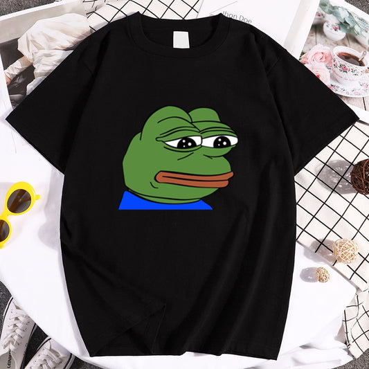 fashion 2021 male /Women Sad Frog Print tshirt Male Hip Hop Short sleeve T-Shirt men's Slim Fit see shirt Oversize funny t-shirt