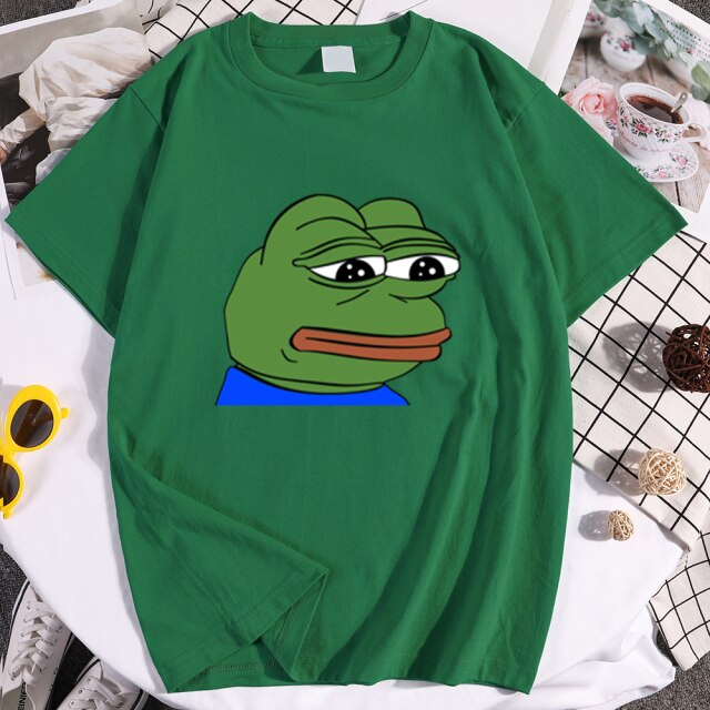 fashion 2021 male /Women Sad Frog Print tshirt Male Hip Hop Short sleeve T-Shirt men's Slim Fit see shirt Oversize funny t-shirt
