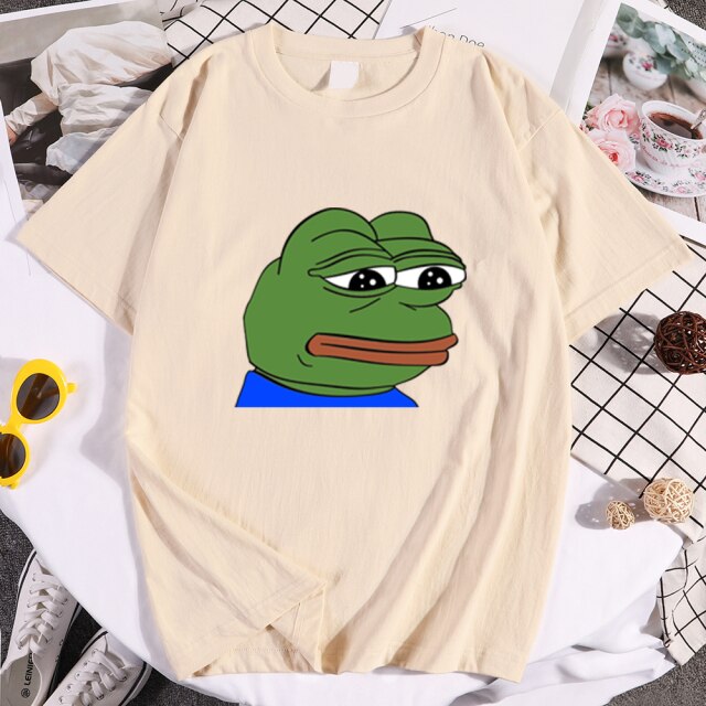 fashion 2021 male /Women Sad Frog Print tshirt Male Hip Hop Short sleeve T-Shirt men's Slim Fit see shirt Oversize funny t-shirt