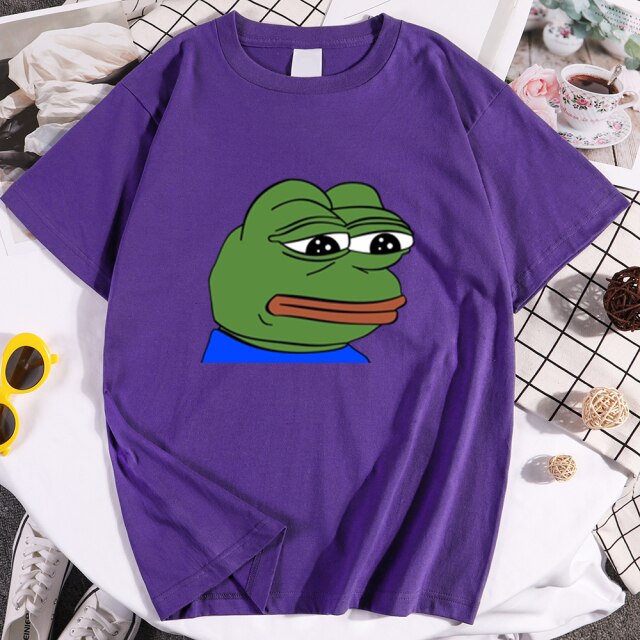fashion 2021 male /Women Sad Frog Print tshirt Male Hip Hop Short sleeve T-Shirt men's Slim Fit see shirt Oversize funny t-shirt