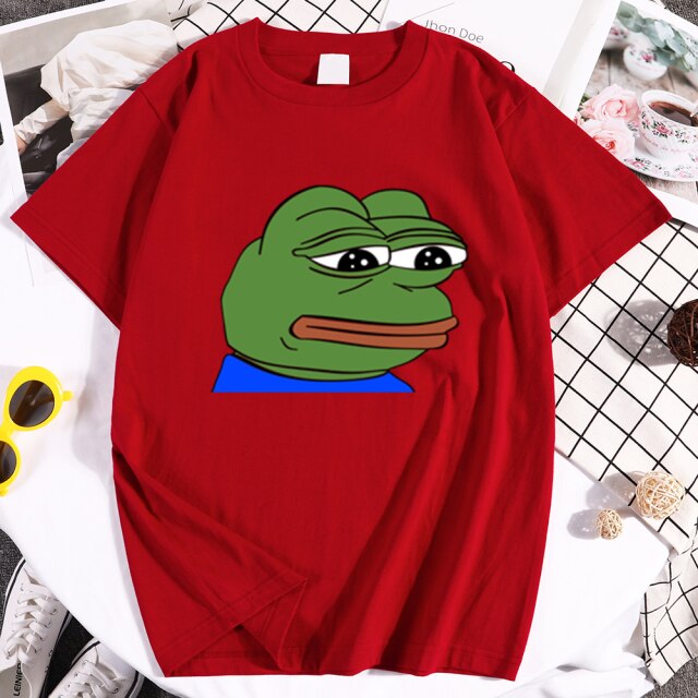 fashion 2021 male /Women Sad Frog Print tshirt Male Hip Hop Short sleeve T-Shirt men's Slim Fit see shirt Oversize funny t-shirt