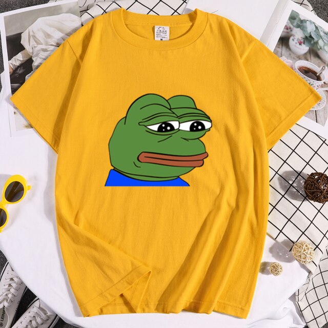fashion 2021 male /Women Sad Frog Print tshirt Male Hip Hop Short sleeve T-Shirt men's Slim Fit see shirt Oversize funny t-shirt