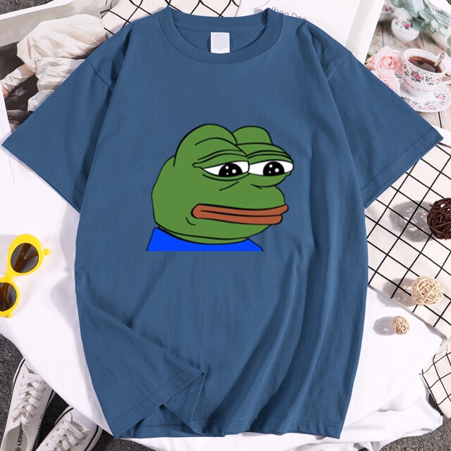 fashion 2021 male /Women Sad Frog Print tshirt Male Hip Hop Short sleeve T-Shirt men's Slim Fit see shirt Oversize funny t-shirt