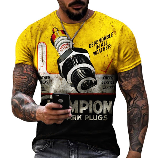 New Men's T-Shirt Summer 3D Printing Short-Sleeved Oversized Short Sleeve Personality Fashion Stitching Pattern T-Shirts For Men