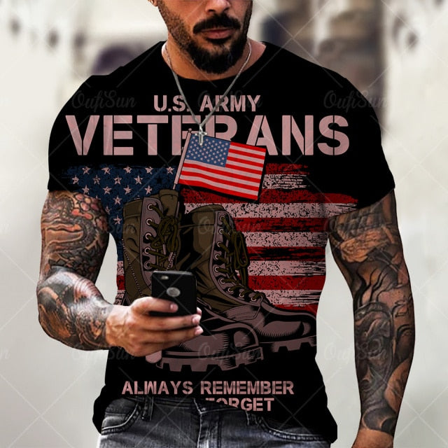 Summer3D Printing American Flag Fashion Handsome MenT-Shirt Casual Breathable Short Sleeve Oversized T-Shirt Fashion O-Neck Tops