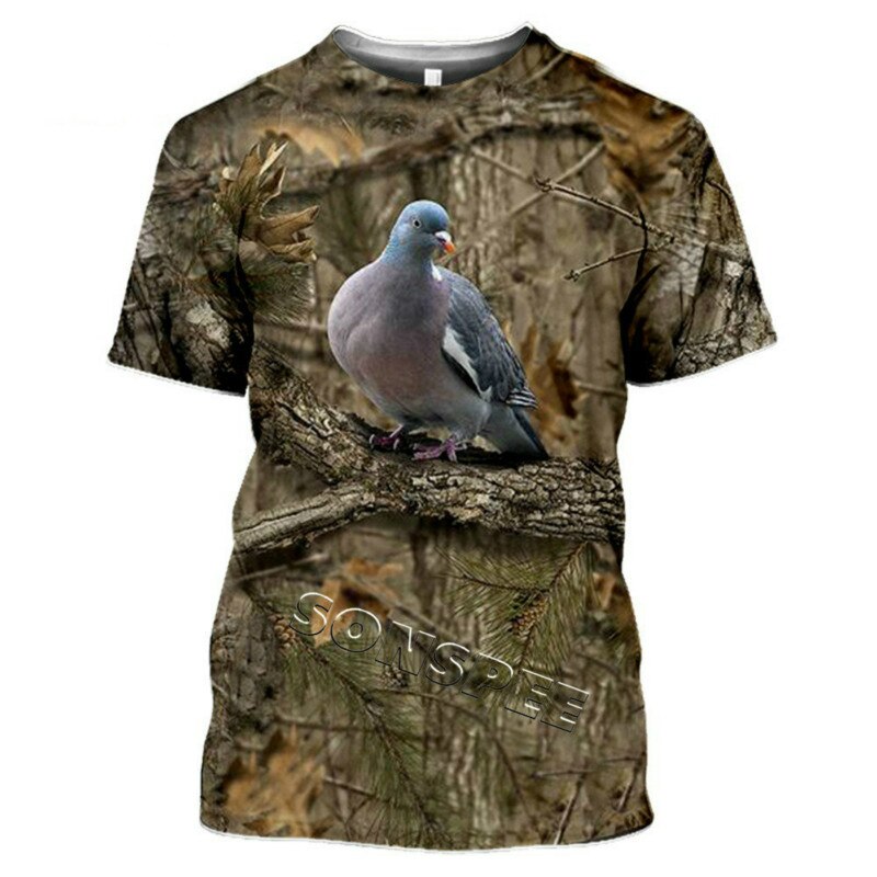 2021 Summer New Men's T-shirt Hunting Animal Moose/rabbit 3D Printing Short-sleeved Street Casual Clothing