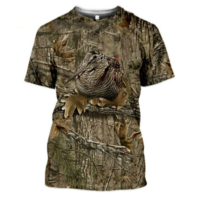 2021 Summer New Men's T-shirt Hunting Animal Moose/rabbit 3D Printing Short-sleeved Street Casual Clothing