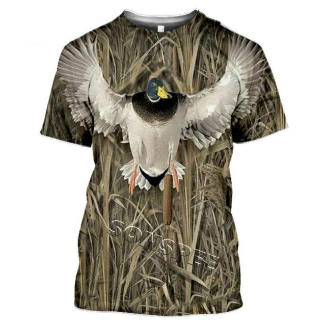 2021 Summer New Men's T-shirt Hunting Animal Moose/rabbit 3D Printing Short-sleeved Street Casual Clothing