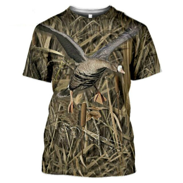 2021 Summer New Men's T-shirt Hunting Animal Moose/rabbit 3D Printing Short-sleeved Street Casual Clothing