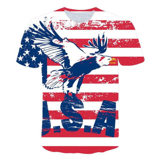 2021 New USA Flag T-shirt Men / Women Sexy 3d Tshirt Print Eagle American Flag Men T-shirt Summer Tops Tees men clothing fashion