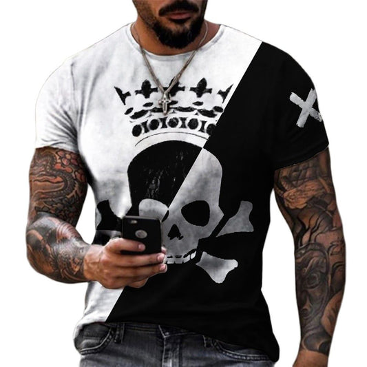 Fashion Two Colors Skull Design 3D Print Men's T-Shirts Unisex Streetwear O-Neck Short Sleeve Men Clothing Breathable Tops Tees