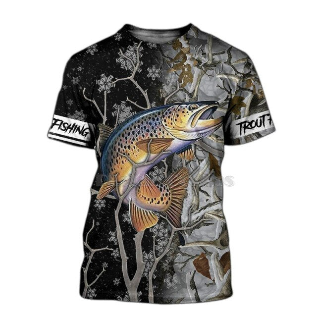 2021 New Fashion Men's 3d Printing T-shirt New Carp Animal Fisherman Fishing Art Short Sleeve Clothing Unisex