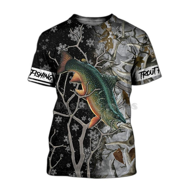 2021 New Fashion Men's 3d Printing T-shirt New Carp Animal Fisherman Fishing Art Short Sleeve Clothing Unisex