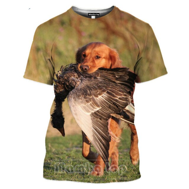 2021 Men's New Top Wild Boar T-shirt Men's Jungle Animal Mallard 3D Printing Hunting Reed Camouflage T-shirt Gun Hidden Deer Fun