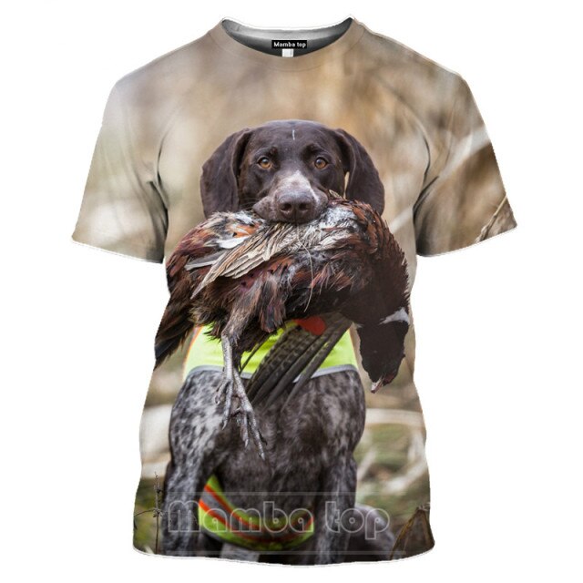 2021 Men's New Top Wild Boar T-shirt Men's Jungle Animal Mallard 3D Printing Hunting Reed Camouflage T-shirt Gun Hidden Deer Fun
