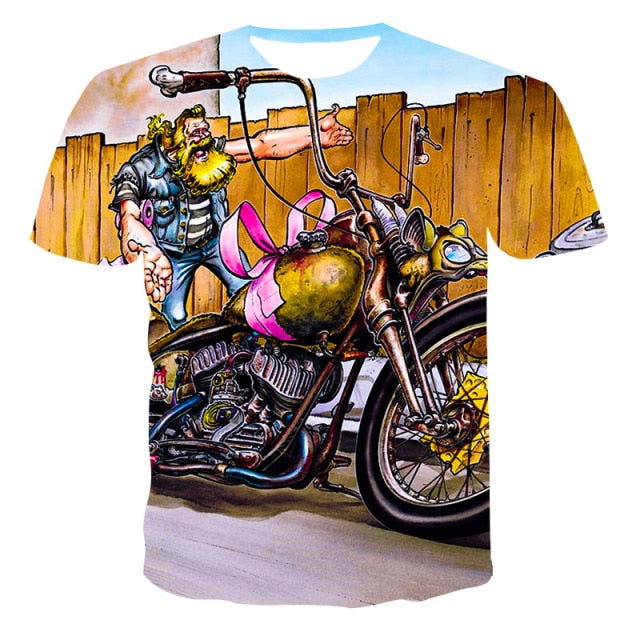 2021 Motorcycle Racer graphic t shirts For Men 3D Print Cool Locomotive Pattern T-shirt Summer Fashion Casual Streetwear Tees