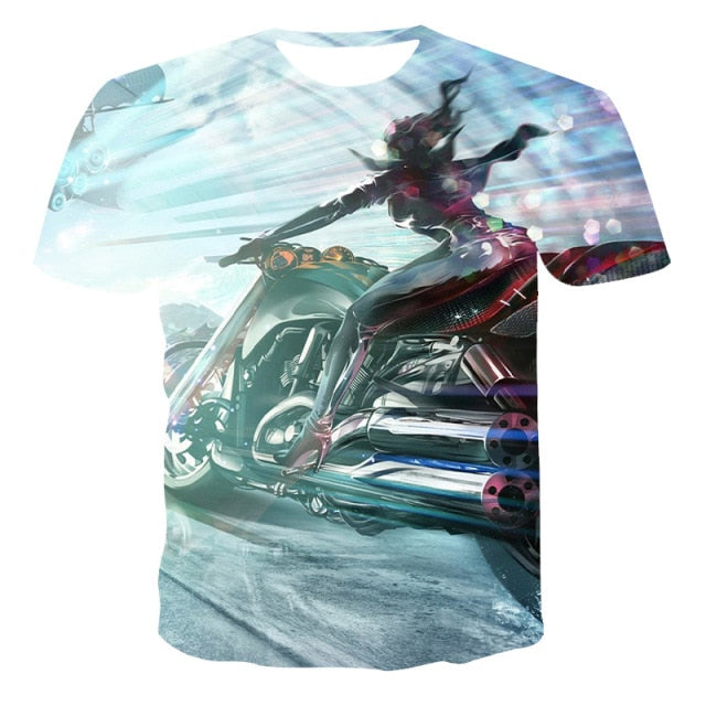 2021 Motorcycle Racer graphic t shirts For Men 3D Print Cool Locomotive Pattern T-shirt Summer Fashion Casual Streetwear Tees
