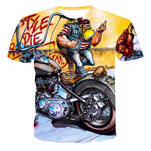 2021 Motorcycle Racer graphic t shirts For Men 3D Print Cool Locomotive Pattern T-shirt Summer Fashion Casual Streetwear Tees