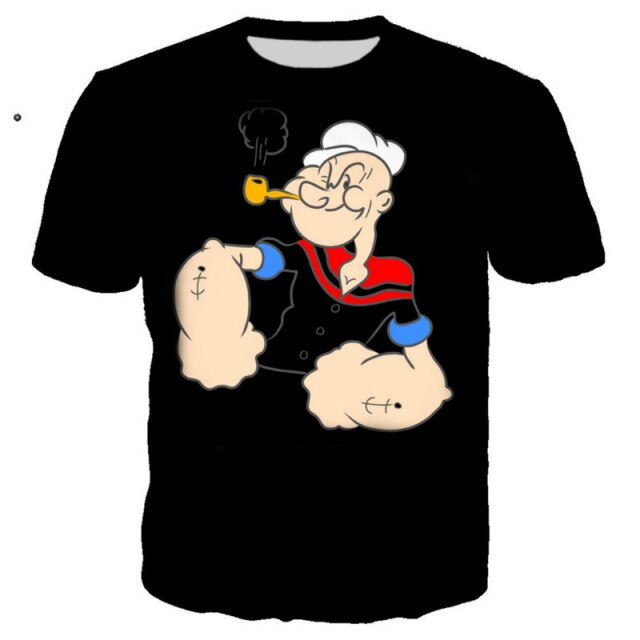 2021 New and Interesting Popeye T-shirt 3D Printing Men/Women Summer Streetwear T-shirt male punk round neck T-shirt