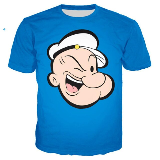 2021 New and Interesting Popeye T-shirt 3D Printing Men/Women Summer Streetwear T-shirt male punk round neck T-shirt